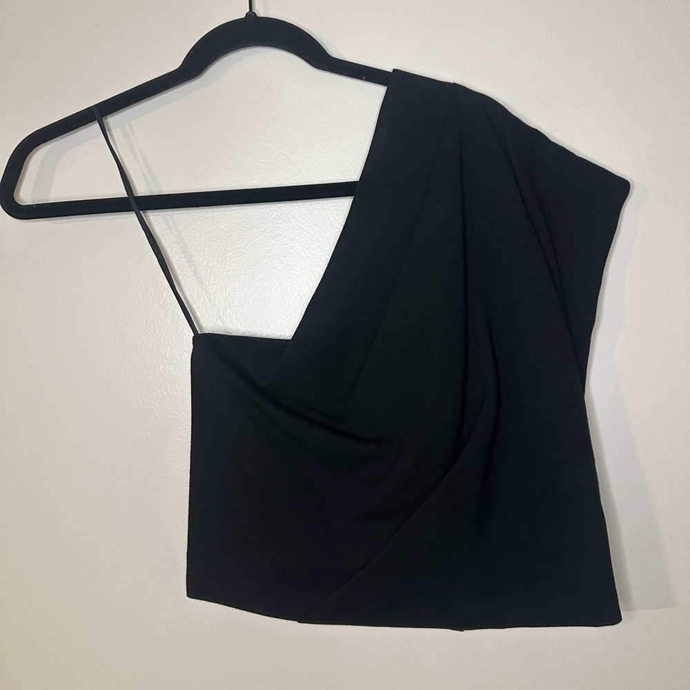 Express Black One-Shoulder Draped Top